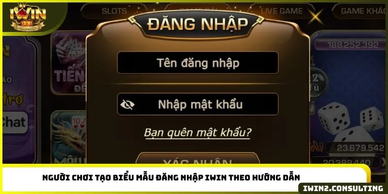Người chơi tạo biểu mẫu đăng nhập IWIN theo hướng dẫn